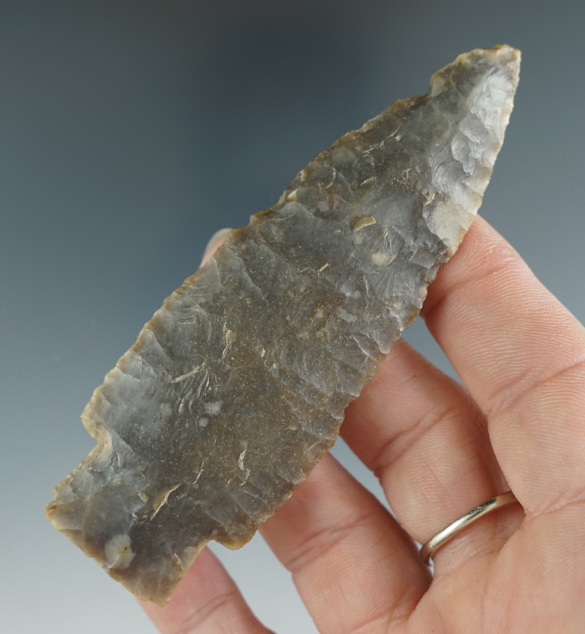 3 7/8" Scottsbluff made from Edwards Flint, found in Bossier Parrish, Louisiana. Bill German COA.