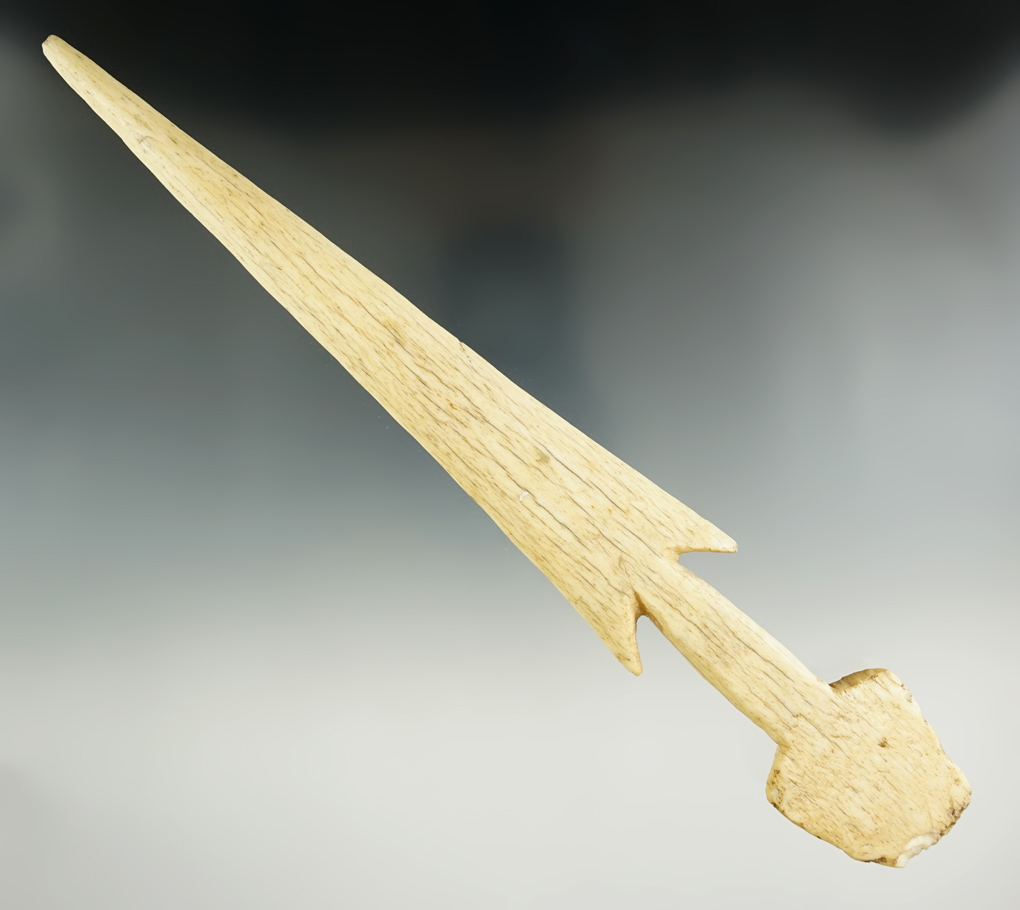 10" nicely styled Inuit ivory spear tip found in Alaska.