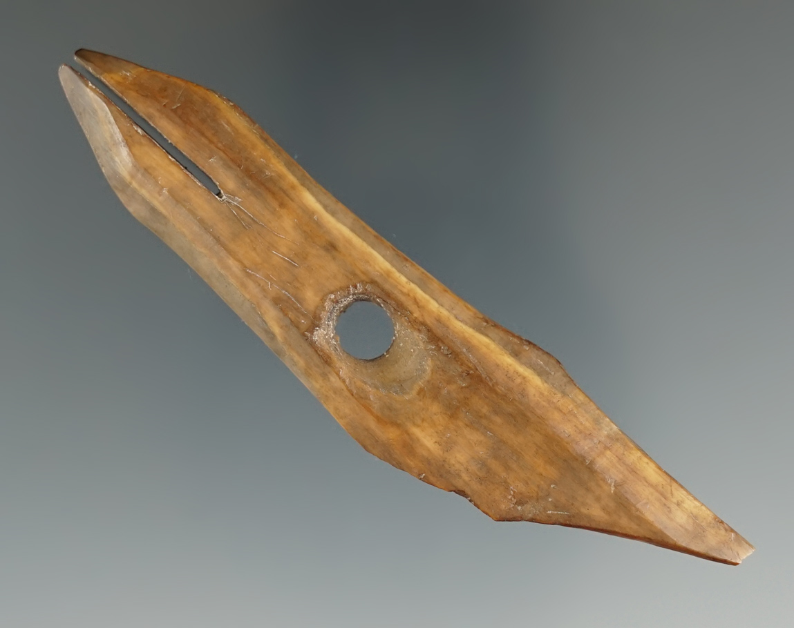 3 1/2" Harpoon Toggle made from bone, found in Alaska. Comes with a Bennett COA.
