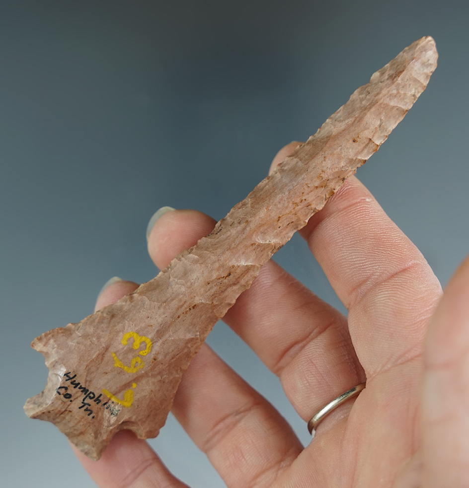 Large and nice! 4 3/8" Drill made from beautiful Buffalo River chert found in Humphries County TN.