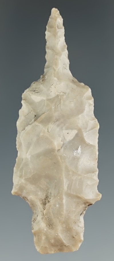 2 5/16" Darl Drill made from gray chert, found in Coryell Co., Texas. Comes with a Rogers COA.