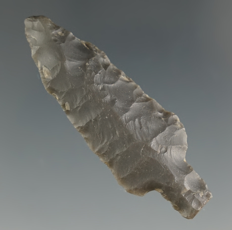 2 1/16" Bear Point made from dark gray chert, found in Northwest Alaska. Stermer COA.