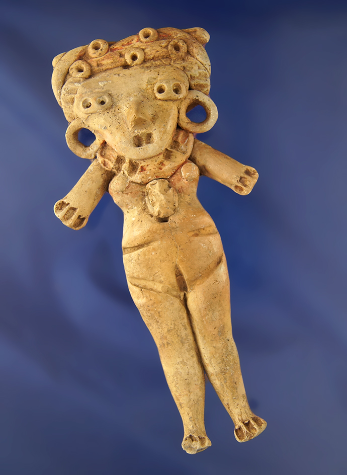 5 1/8" pre-Columbian female figure found in Mexico.
