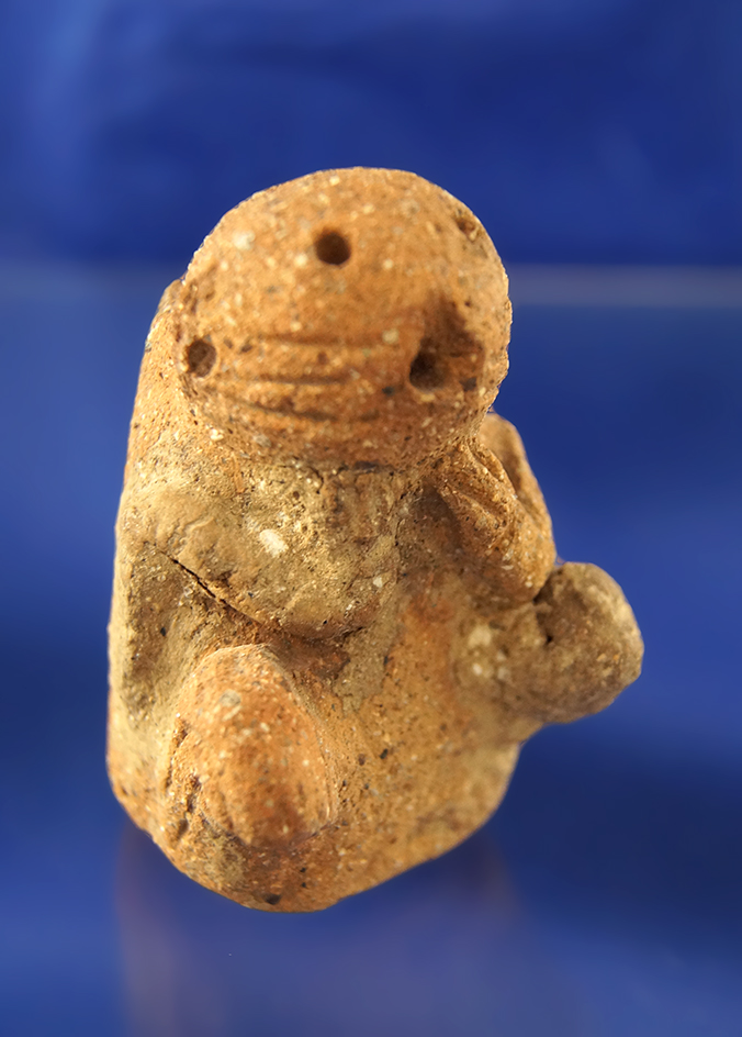 2 1/2" seated pottery zoomorphic figure found in Arizona.