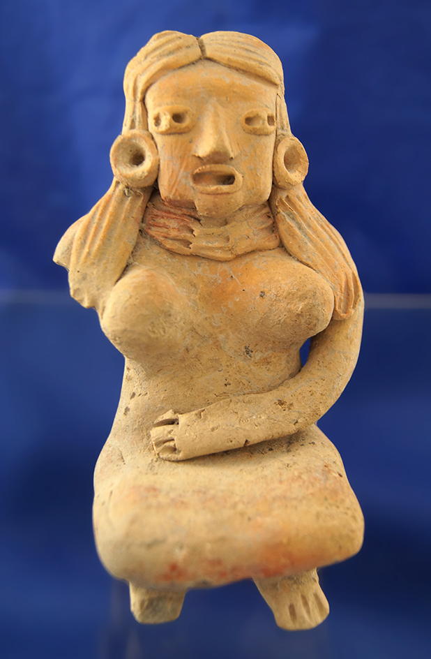 4 5/8" pre-Columbian seated female figure-Michoacan - Mexico.