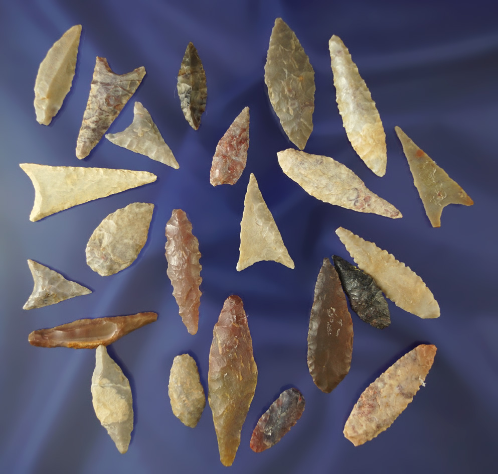 Group of African Neolithic arrowheads found in the northern Sahara desert region.