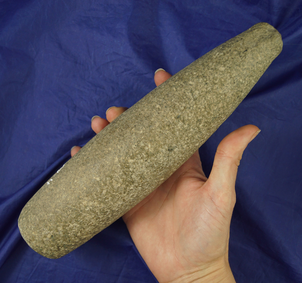 Very smooth and nicely styled 9 3/4" long phallic effigy pestle/maul - Columbia River.