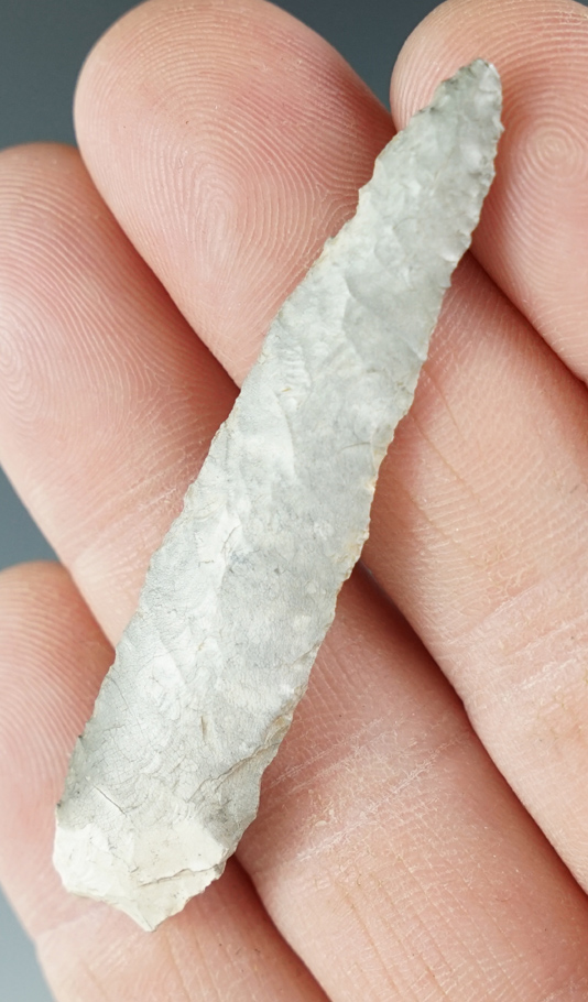 2 1/4" Drill made from gray Jasper. Found near the Columbia River, Oregon.