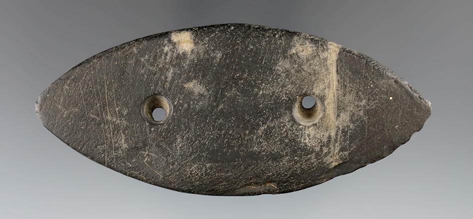 3 3/4" Bi-Pointed Slate Gorget found in Michigan.