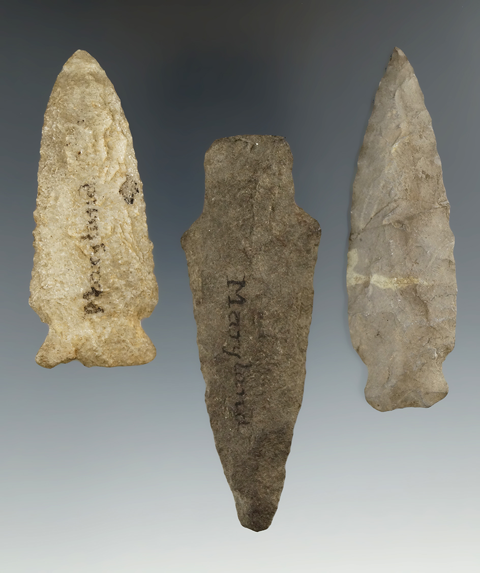 Set of three Knives found in Maryland, largest is 3 1/4".