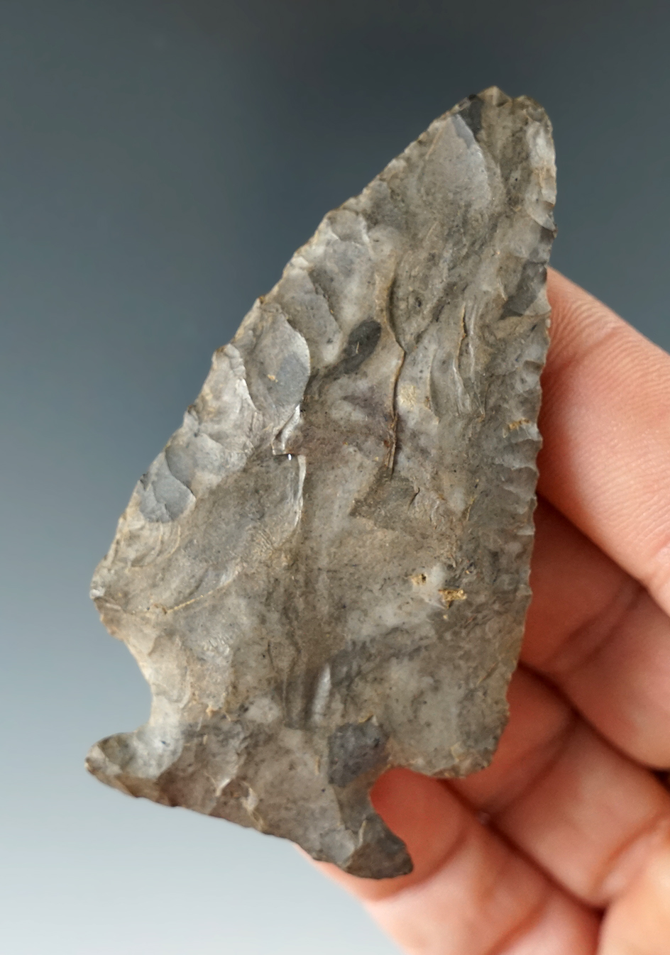 2 13/16" Susquehanna Broad Point made from Onondaga Flint found Belfast, New York.