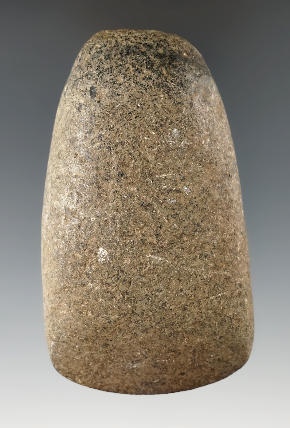 3 3/8" Hardstone Celt in very nice condition found in New York.  "Iron Horse" collection.