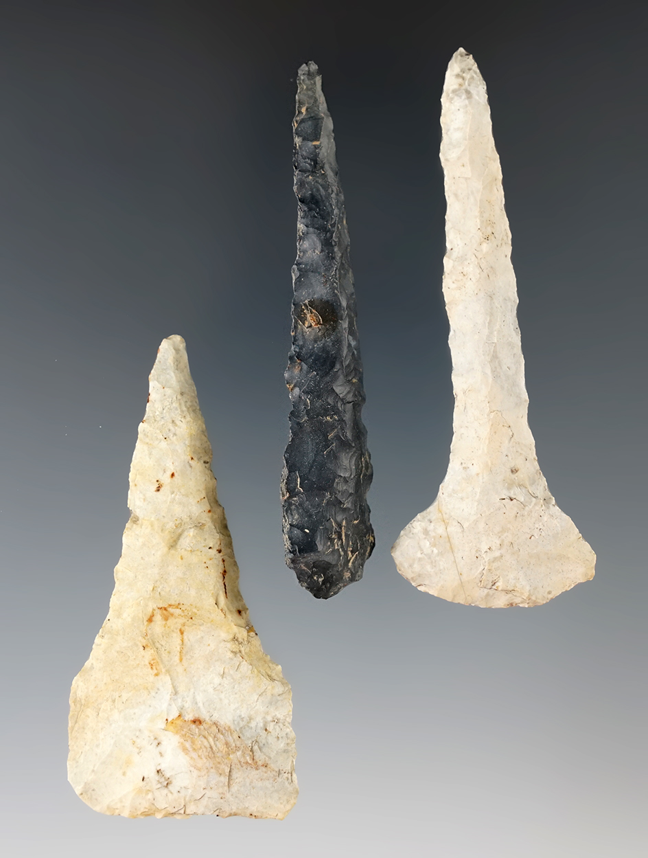 Set of three Drills found in Delaware Co., Ohio, largest is 3 1/8".