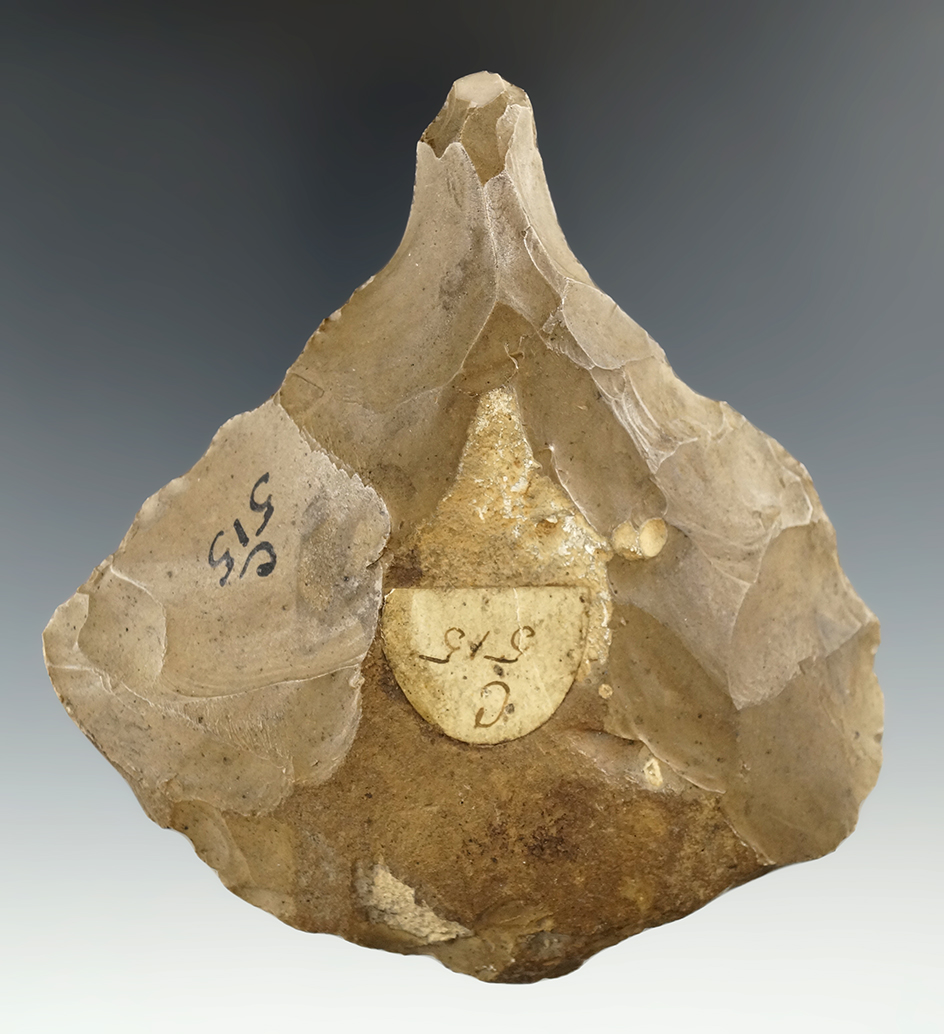 Unique and rare 3 3/4 wide Gravure Tool from the early Solutrean period found in France.
