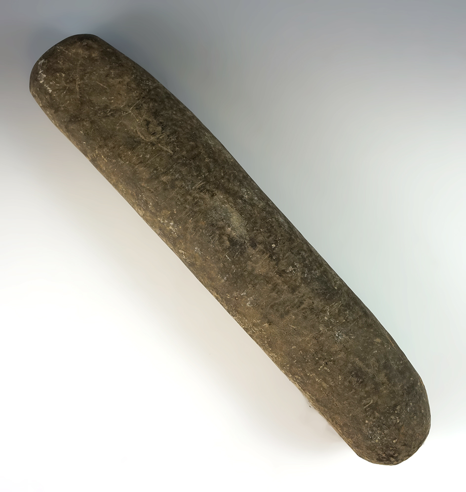 12 1/4" Long Roller Pestle found in New York. From the Mickey Taylor "Iron Horse" collection.