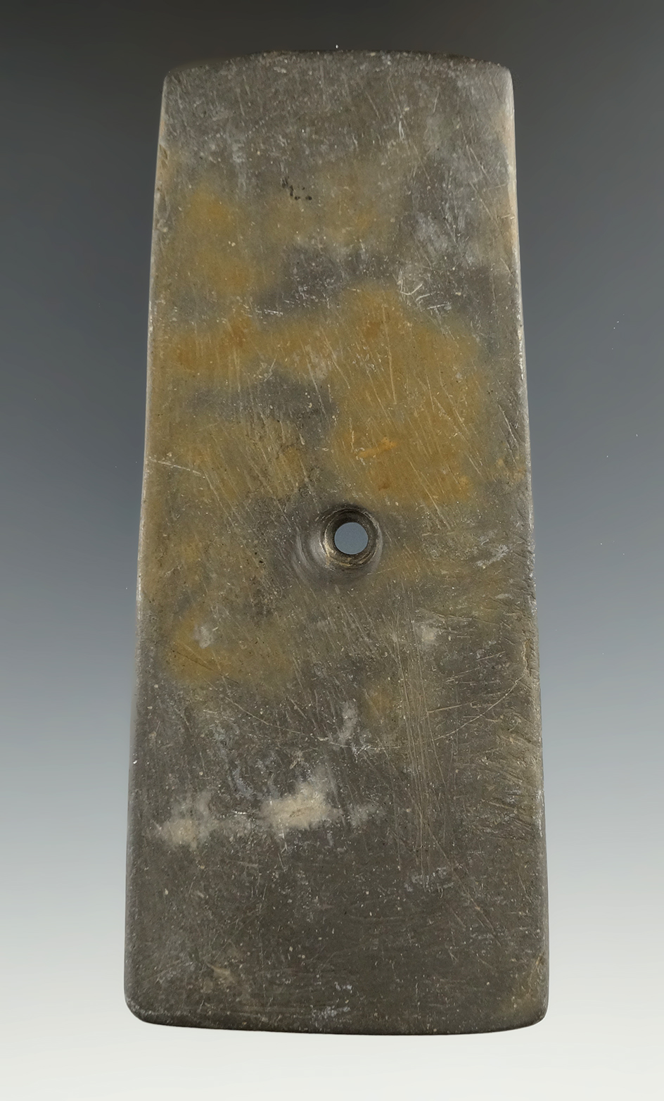 4 1/2" Hopewell Trapezoidal Pendant made from Slate, found in Orange Co., Indiana.