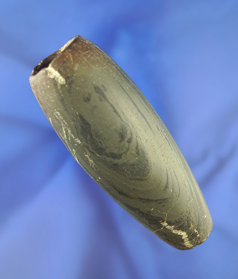 Nice! 4 1/16" banded slate Tube Pipe found in liberty Township, Tipton Co.,  Indiana.