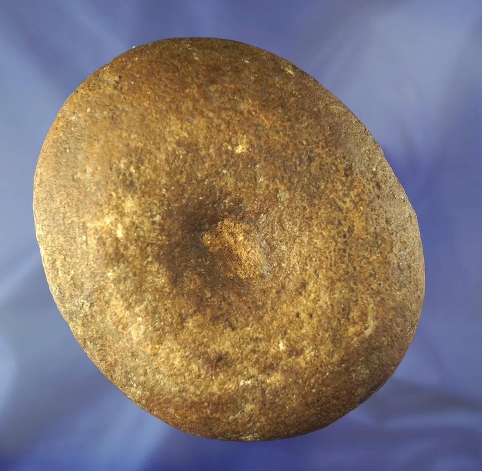 5" long Nutting Stone with divot on both sides made from quartz.