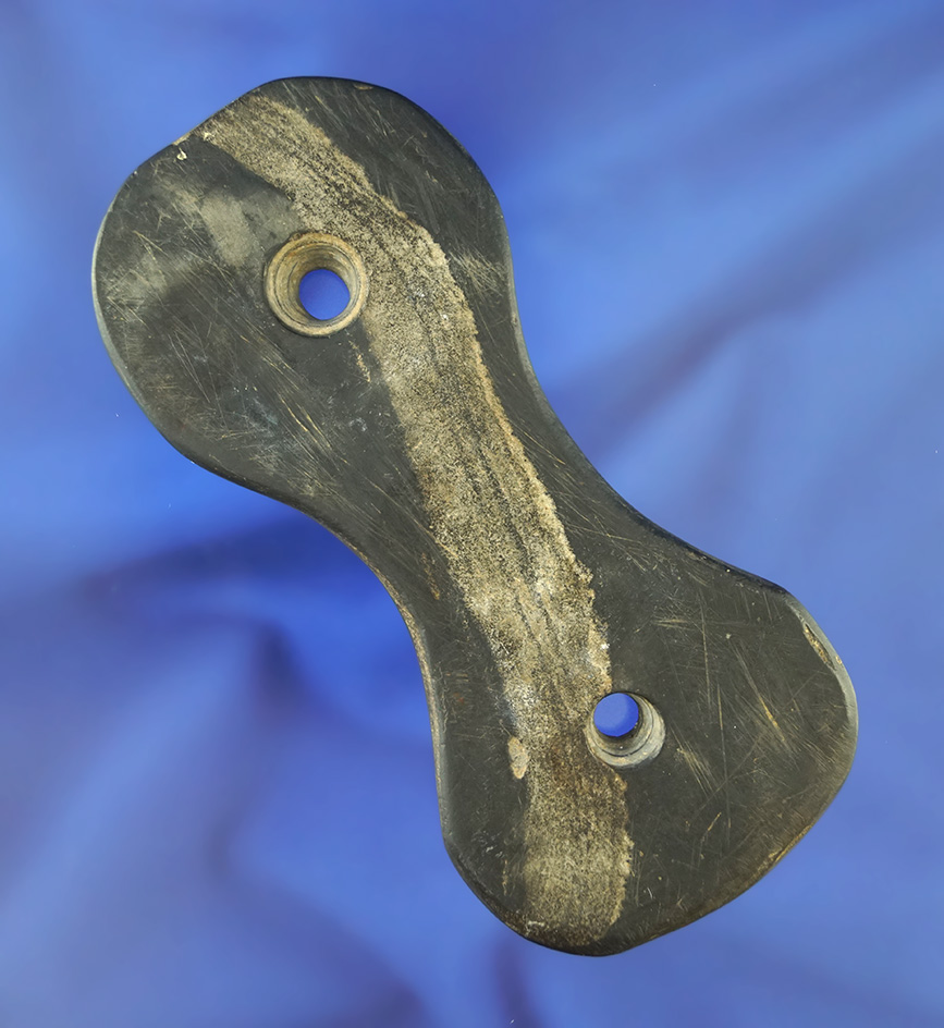 Very unique 4 5/8" slate Gorget found near Spencer, Medina Co.,  Ohio. Ex. Fuller, Conklin, Hovan.