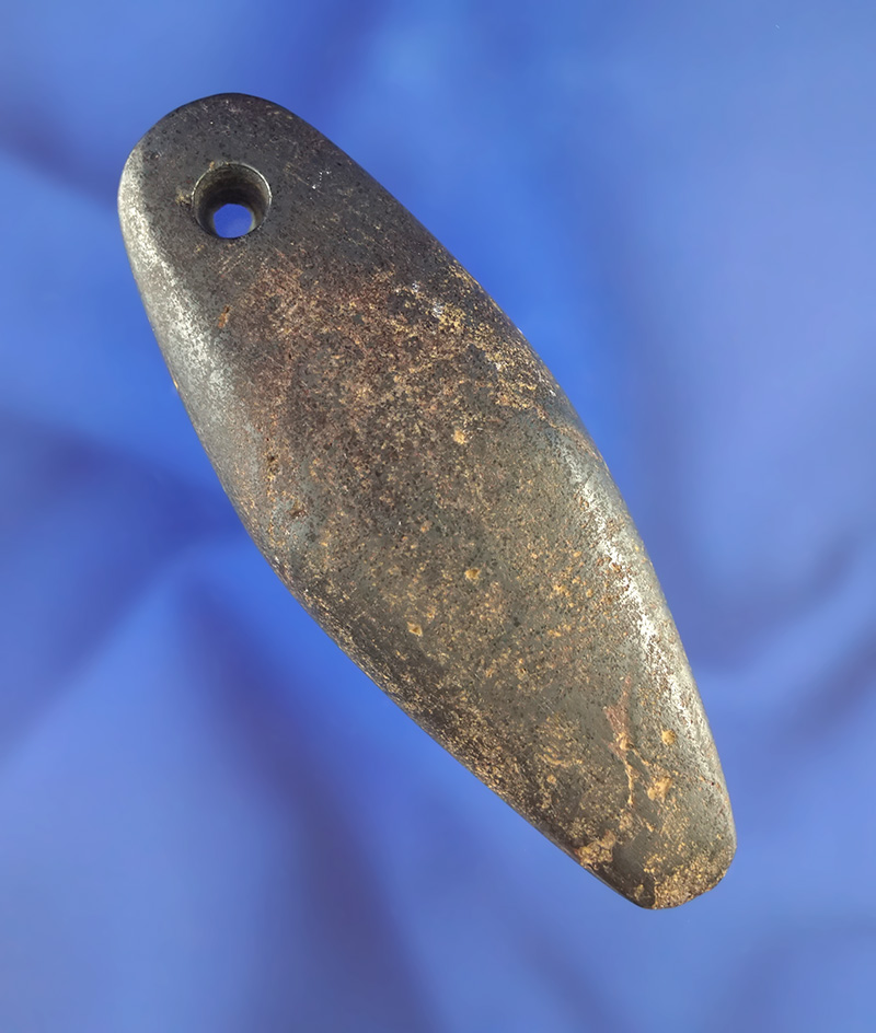 Nice! 3 3/8" hematite Plummet with a Drilled suspension hole.