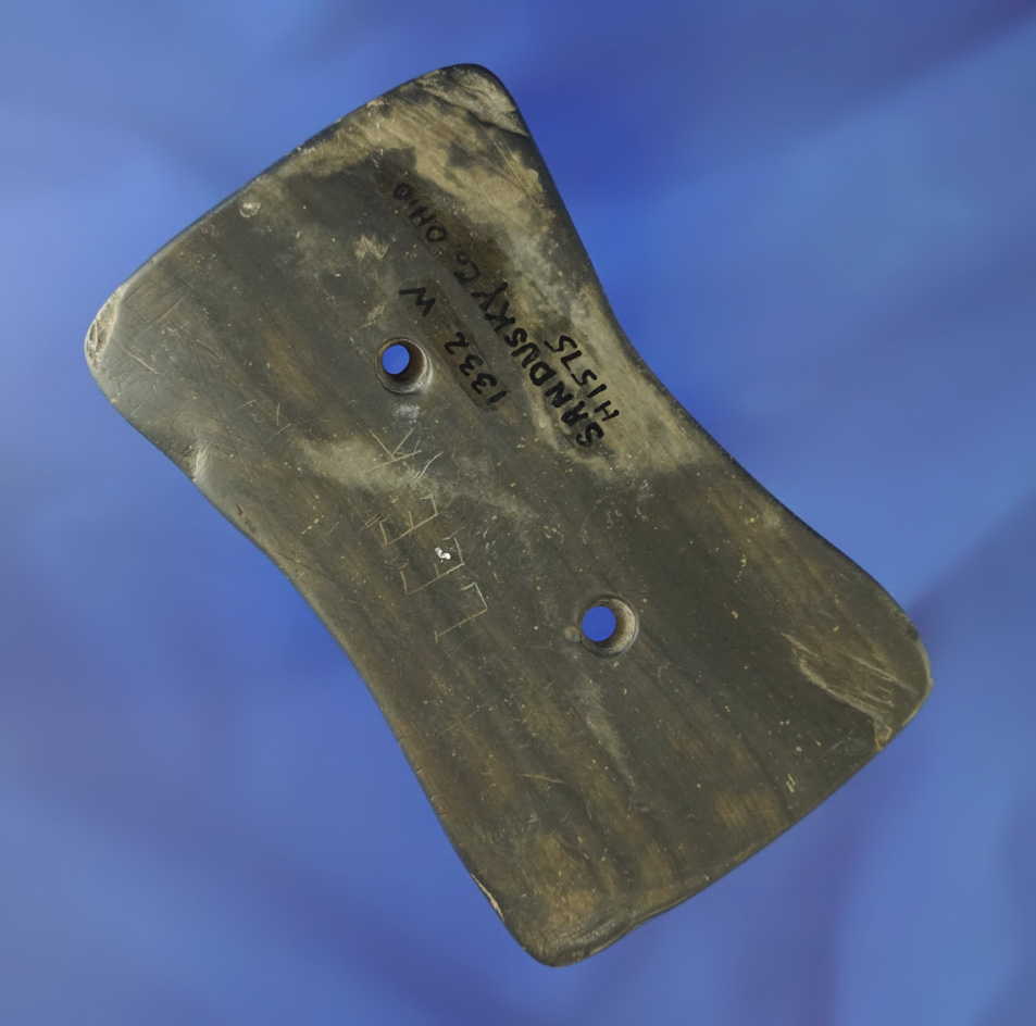 4 1/16" Bi-Concave Gorget y engraved on both sides - Sandusky Co.,  Ohio. Ex. Townsend, Wehrle.