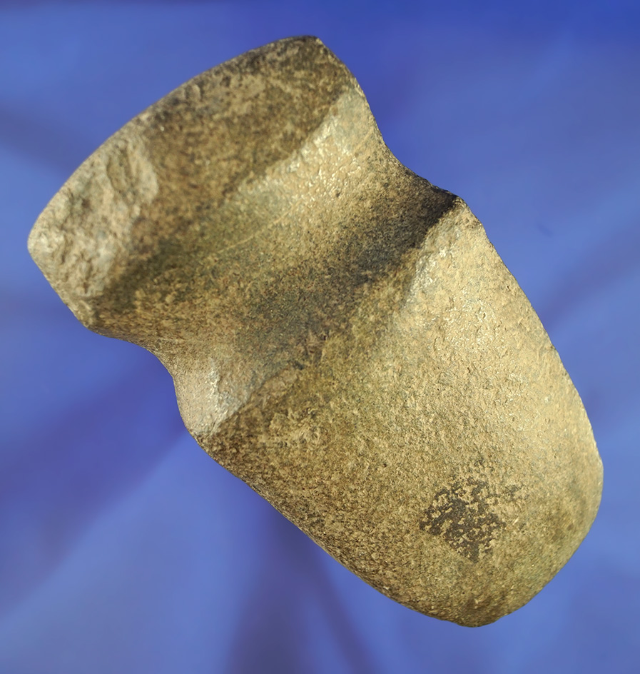 5 1/8" heavily patinated  nicely polished 3/4 groove Hardstone Axe with a nice bit - Ohio.