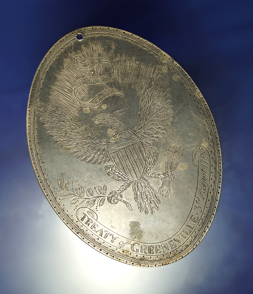 Unique display item! 4 3/16" silver "Treaty of Greenville" Peace Medal commemorative - late 1800s.