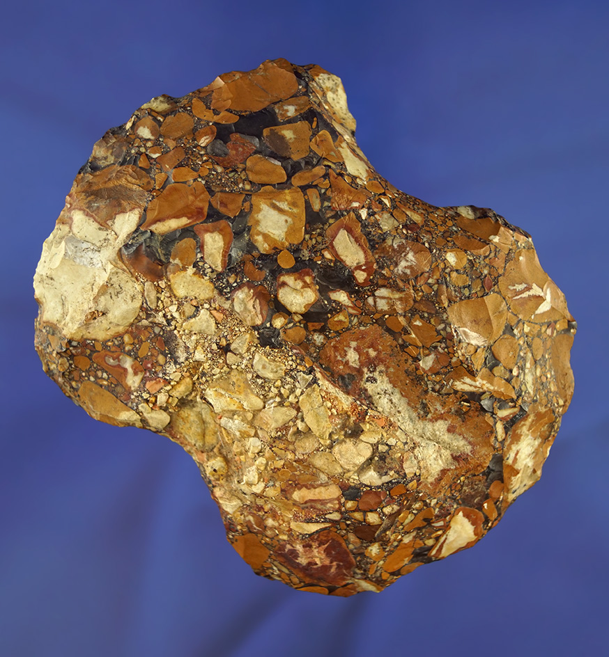 4 1/4" double bit Axe flaked from beautiful conglomerate - Lauderdale Co.,  Alabama. Dickey COA.