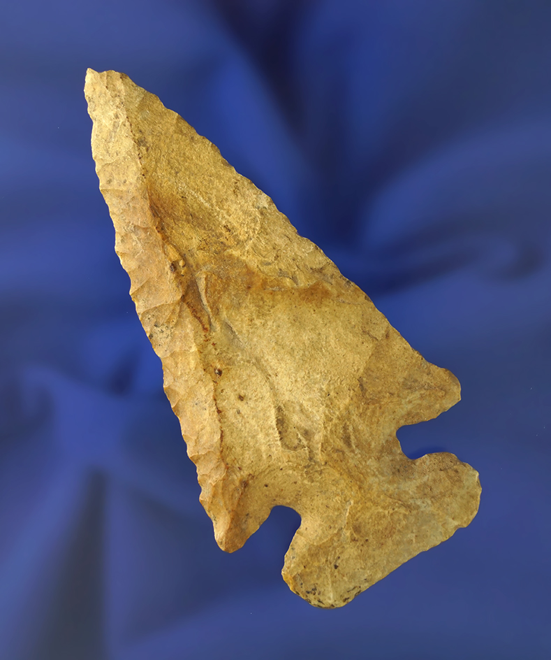 Classic style 3 3/4" Archaic Thebes Bevel found in Illinois. Ex. Larry and Paul Thomas Collection.