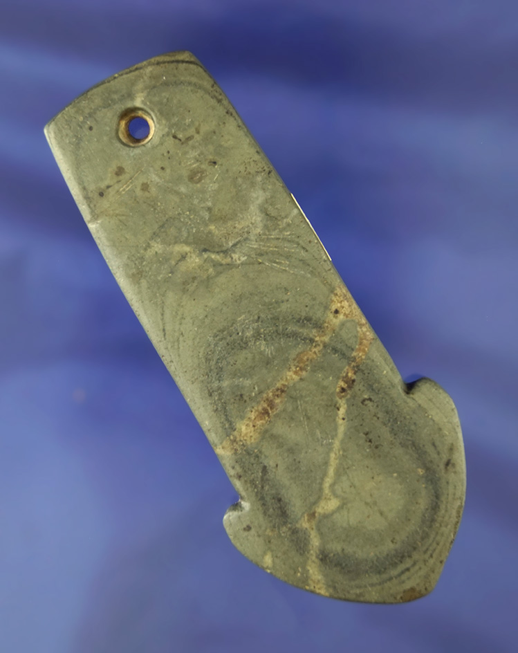 Classic style 3 7/8" Anchor Pendant made from green banded slate found in Ohio. Ex. Dave Root.