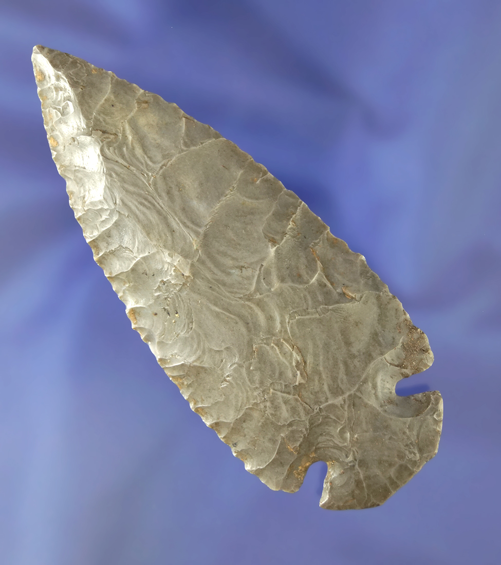 3 11/16" heavily patinated Hornstone Dovetail found in Indiana Ex. Wachtel, Caldwell, Foley.