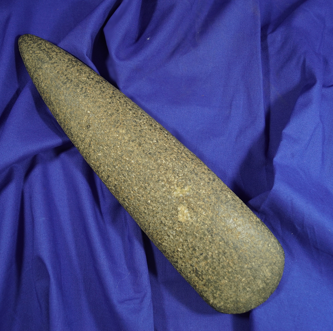 Huge! 11 7/8" pre-Columbian stone Celt in very good condition with nice use polished to the bit.