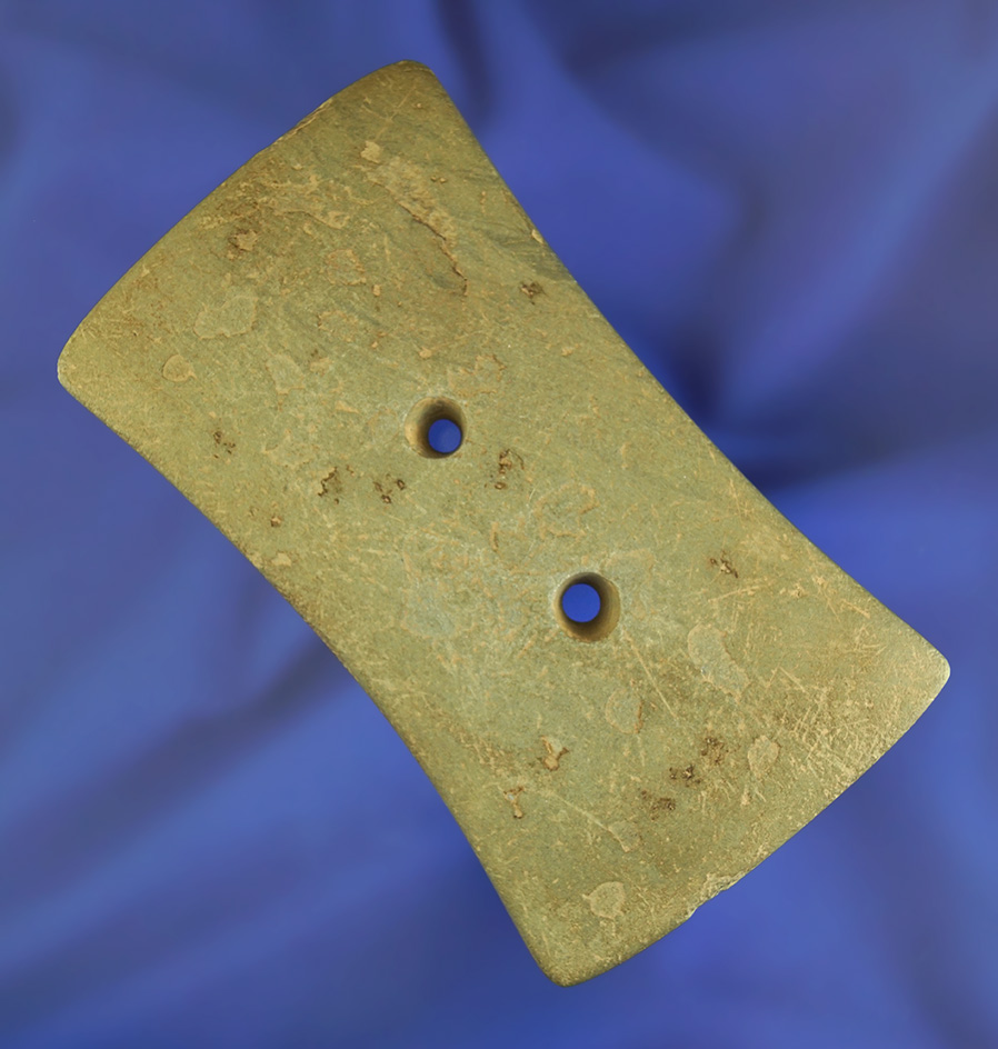 4 3/8" Bi-concave Slate Gorget found in Erie Co., Ohio. Elleman.