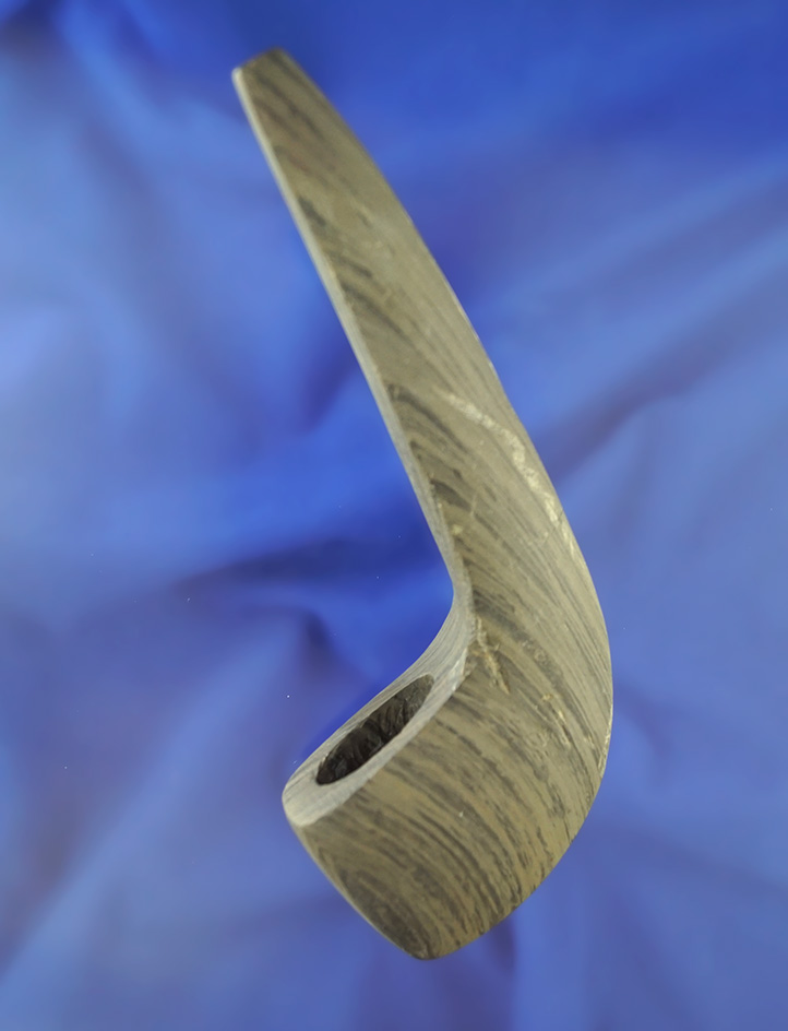 Large 5 5/8" Banded Slate Geniculate with restoration to 1 1/4" of top. Ex.Beckman, Elleman.