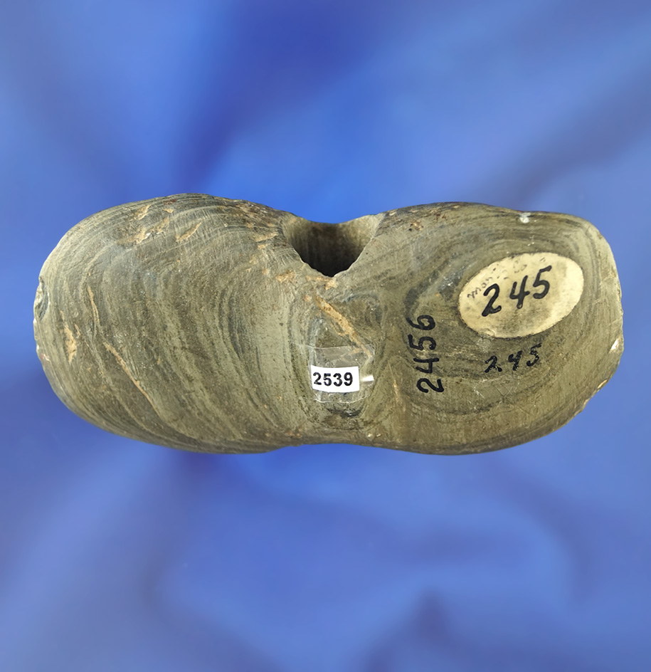 3 1/2" Wing Bannerstone found in Preble Co., Ohio. Ex. Baker Collection.  Elleman.