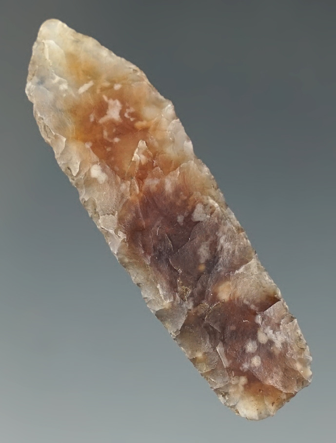 Nicely patinated 1 7/8" Lanceolate Dart Point - beautiful highly translucent Agate - Wyoming.