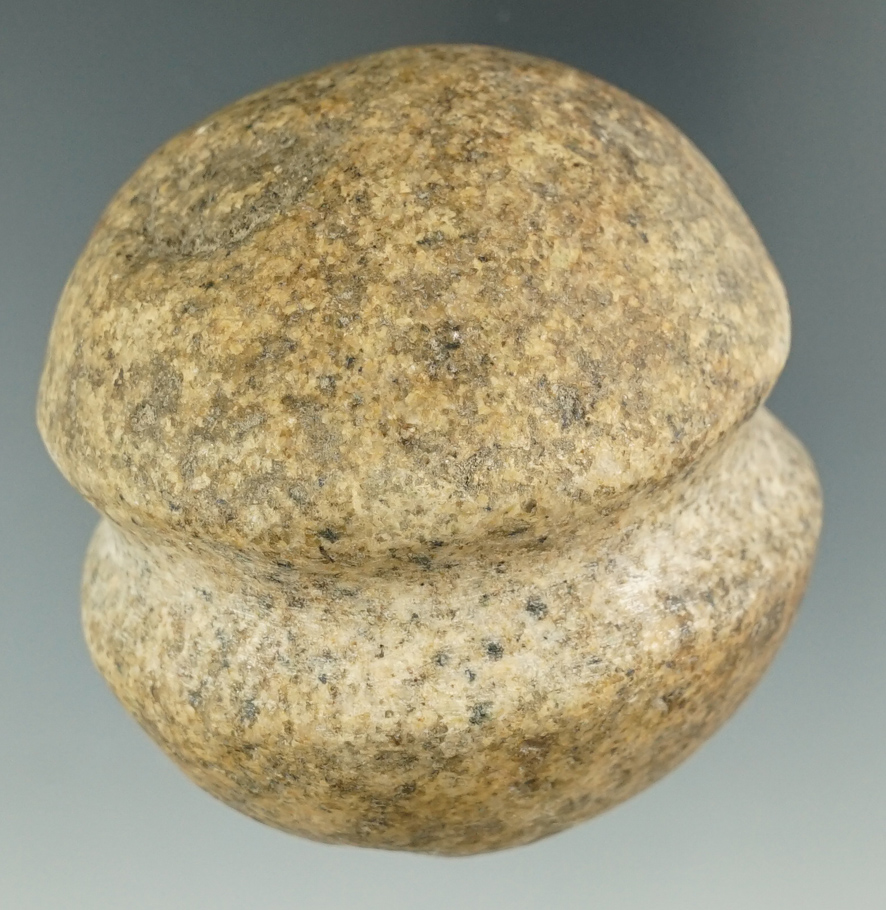 2 3/4" Full grooved historic period stone clubhead found in the Plains region.