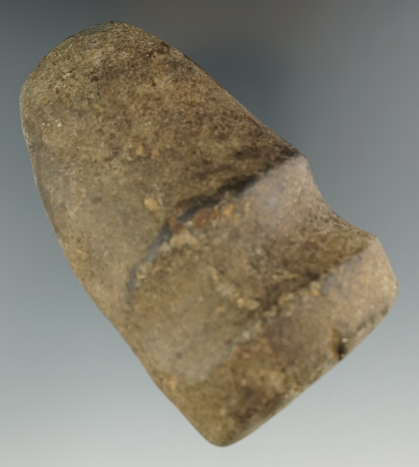 4" Long 3/4 Grooved Axe - Fayette Co., Ohio with a unique groove going up the middle of one side.