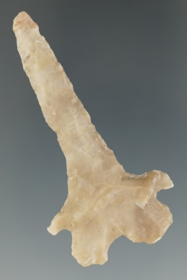 2 1/2" Montell Drill made from tan Chert, found in Burnet Co., Texas. Comes with a Rogers COA.