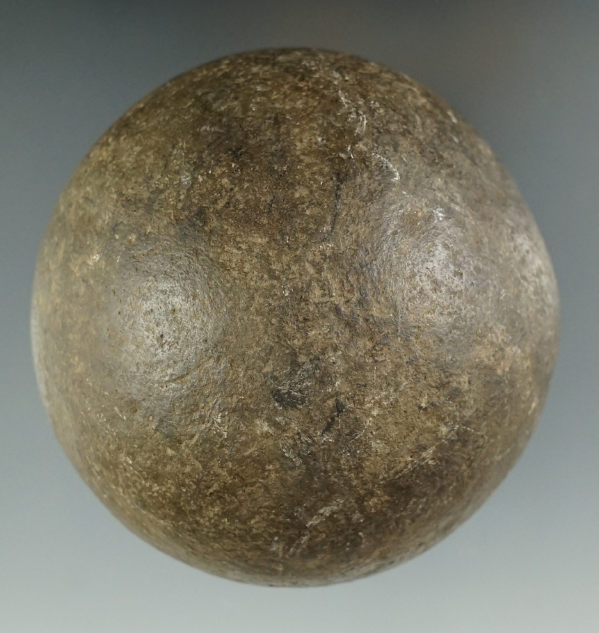 Large, nicely polished, heavily patinated! 3 1/16" diameter game stone found in Ohio.