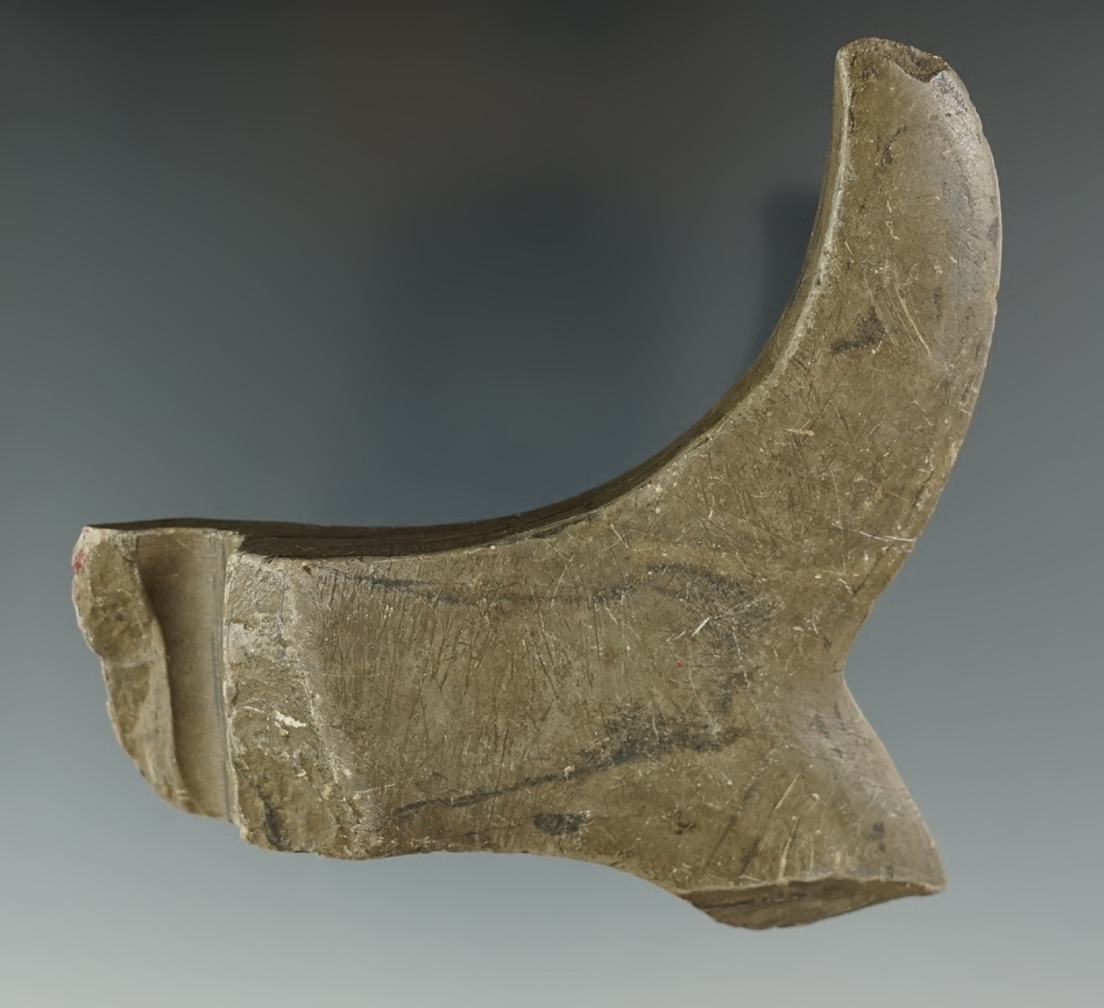 Rare! Damaged 1/2 of an Archaic Double Crescent Bannerstone."1900" is written on one side.