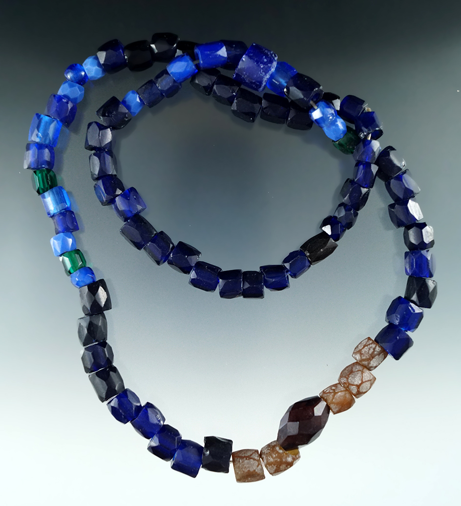 Trade Beads. A Columbia River trade item, this strand of ‘Russian’ faceted Glass Beads is 27”L.