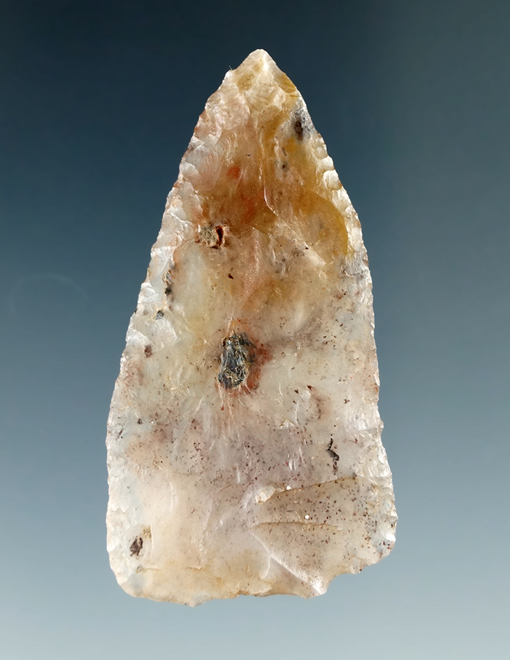 1 13/16" Anasazi Triangle Knife made from White and Pink Chalcedony found in Grand Co., Utah.