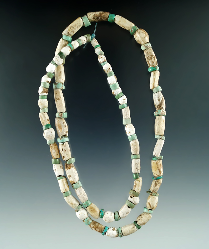 Hohokahm Turquoise and Shell Necklace - 21" strand -  found in Pima Co., Arizona.