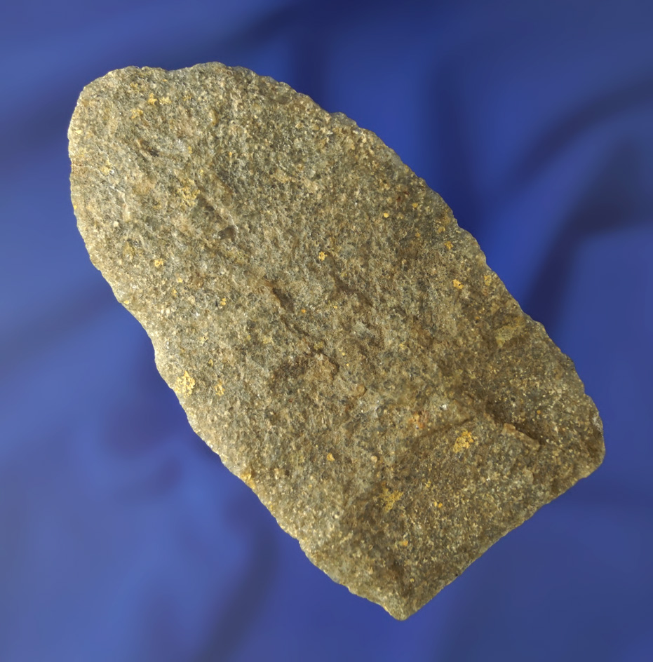 3 5/8" Paleo Blade with a ground base that is nicely styled from quartzite found in Michigan.