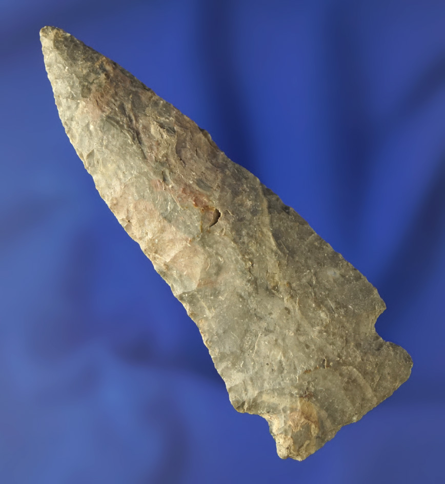 3 3/16" Archaic Cornernotch Knife  found in Michigan. Ex. Phil Waigel collection.