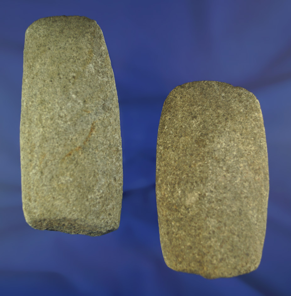 Pair of anciently salvaged Celts found in Monroe County Michigan, largest is 4 3/16"