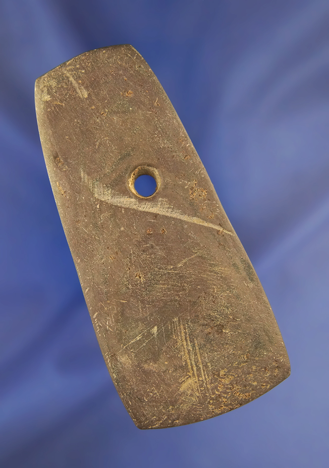 3 13/16" Trapezoidal Pendant found in Ashtabula Co., Ohio that is well patinated.