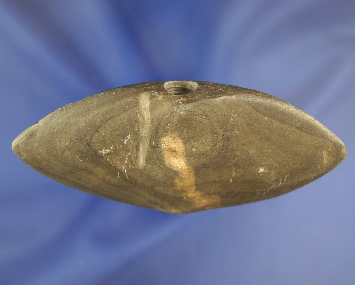 4 1/16" Winged Bannerstone made from banded slate found in Ohio.