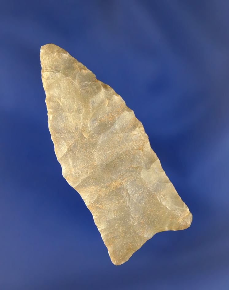 2 1/16" Paleo Dart with a nicely ground base and stem, found in Southeast Illinois.